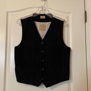 VTG 90s Trevero Black Corduroy Vest Classic Tailored Waistcoat Size M Literary